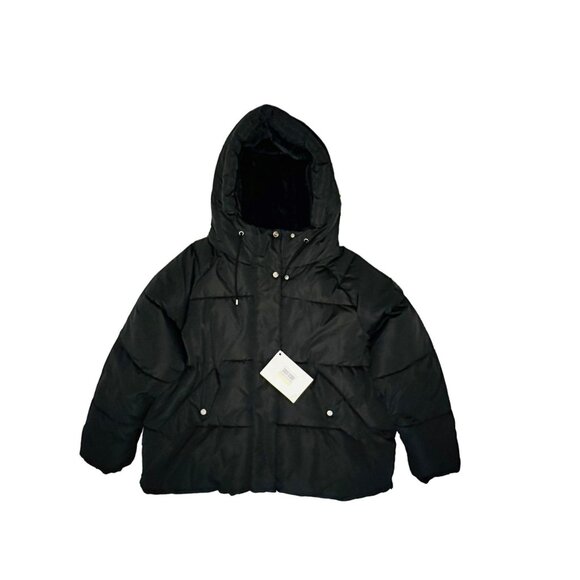 DKNY Women Puffer Quilted Hooded Winter Coat Jacket Sz XL 2 Pockets Lightweight⭐ - Picture 2 of 11